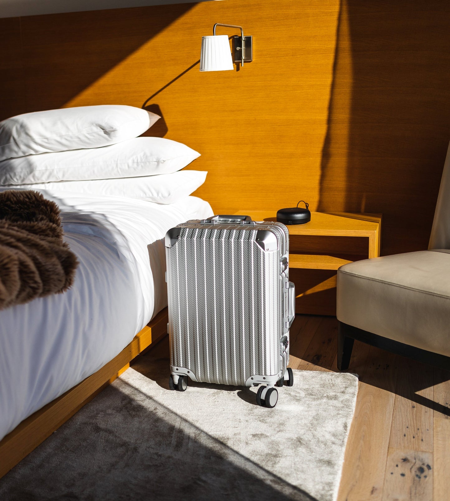 Grav™ Silver Aluminum Suitcase